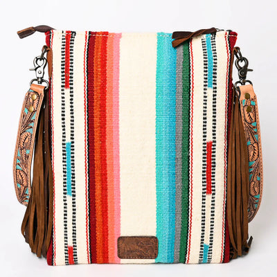 American Darling Large crossbody ADBG298J with colorful striped design and fringe details.