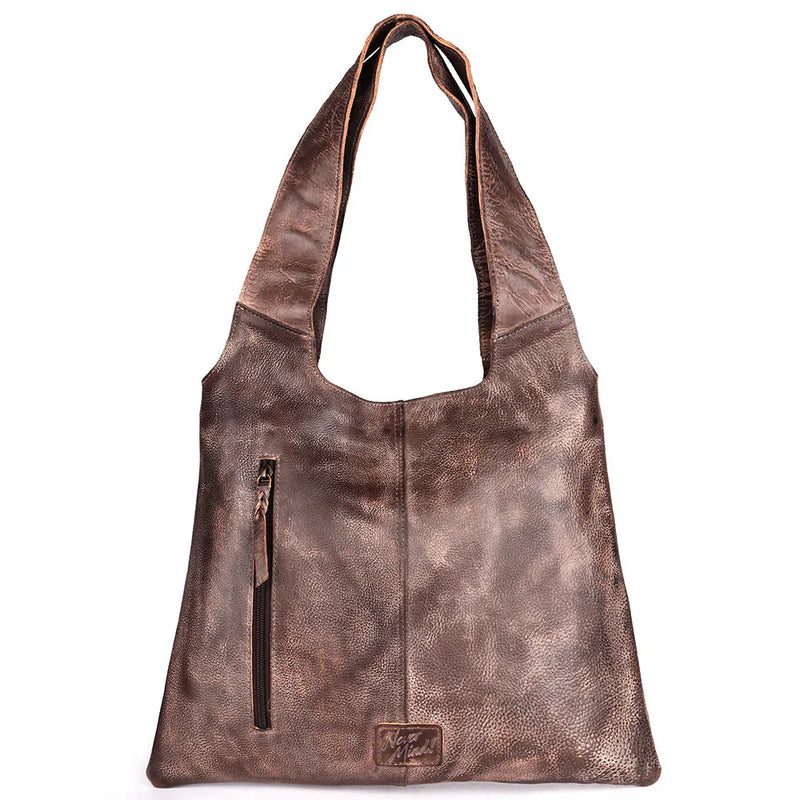 Never Mind Hobo Handbag premium full grain leather with adjustable strap and YKK zipper