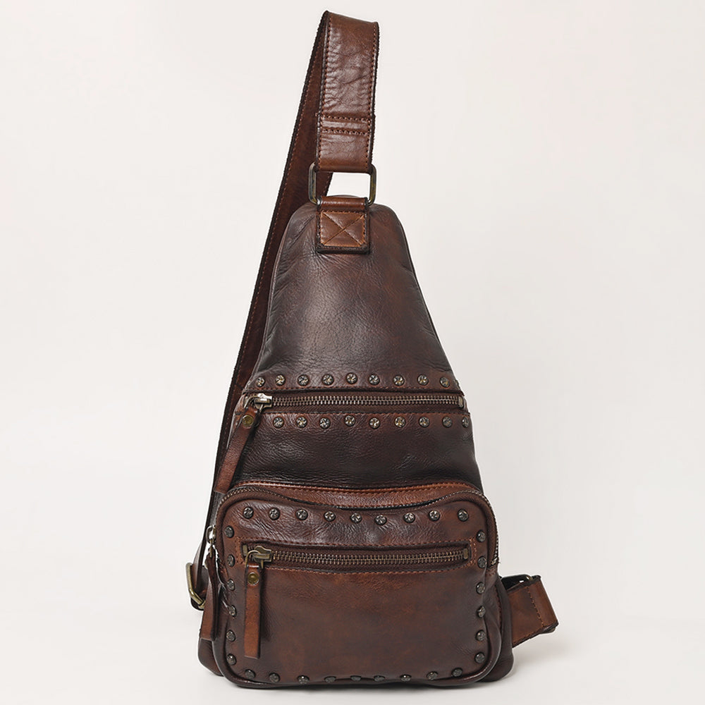 Handcrafted Spaghetti Western Backpack SWC191BRN made from premium leather.