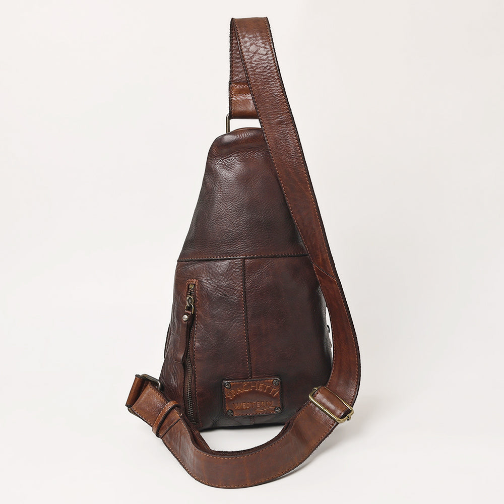 Spaghetti Western Backpack SWC191BRN in brown leather, handcrafted from premium materials.