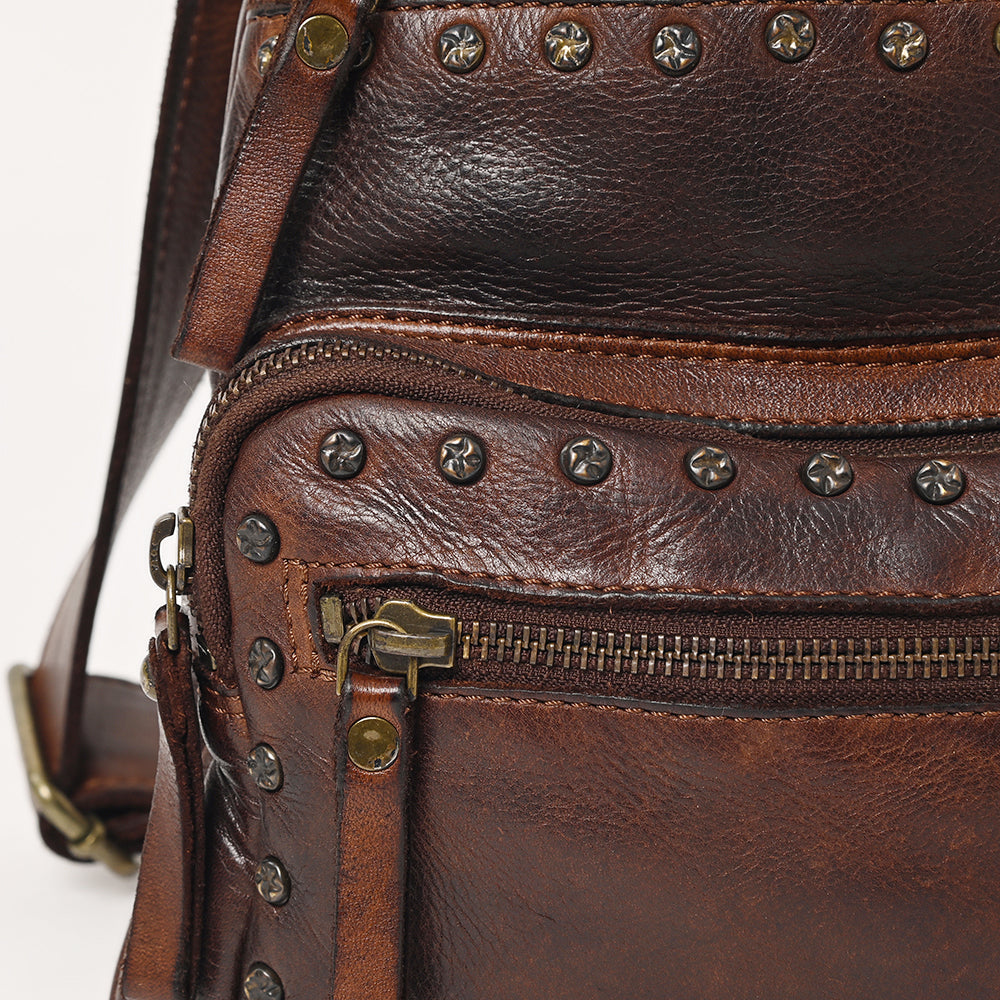 Handmade Spaghetti Western Backpack SWC191BRN with premium leather detailing.