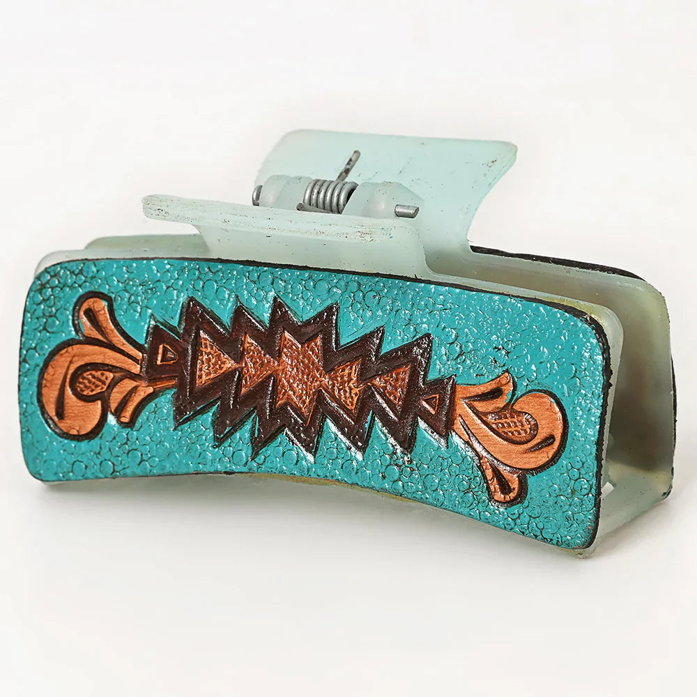 American Darling Hair Clutch ADHC101 with turquoise and copper design.