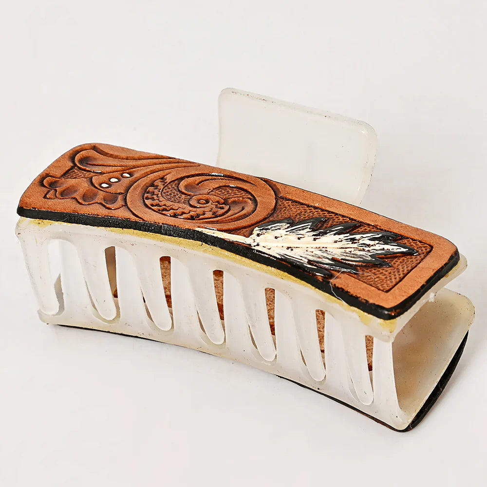American Darling Hair Clutch ADHC124, hand-tooled leather design, vegetable-tanned cowhide.