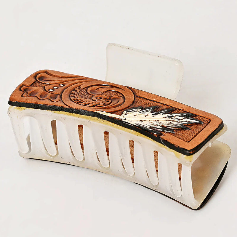 American Darling Hair Clutch ADHC124, hand-tooled leather design, vegetable-tanned cowhide.