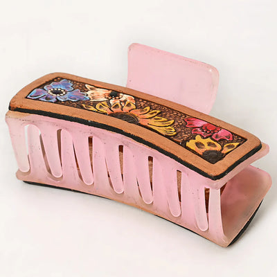 American Darling Hair Clutch ADHC134 with hand-tooled floral design on genuine cowhide leather.