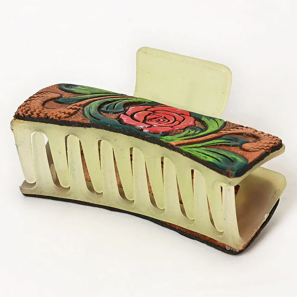 American Darling Hair Clutch ADHC136, hand-tooled cowhide leather, floral design.