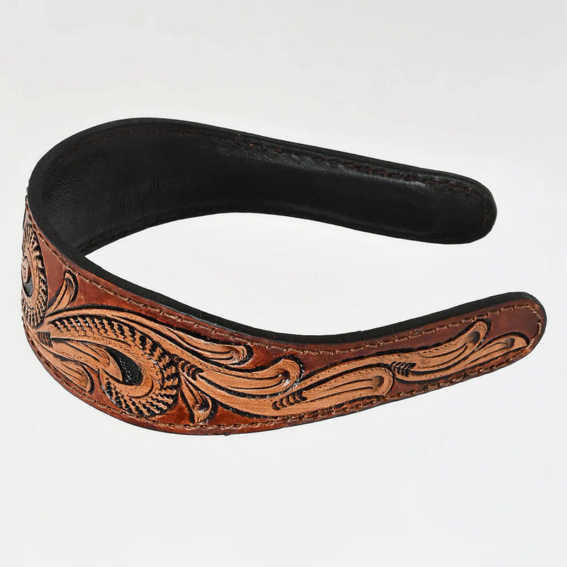 American Darling Head Band ADABA105 handcrafted carved genuine vegetable tanned cowhide leather headband