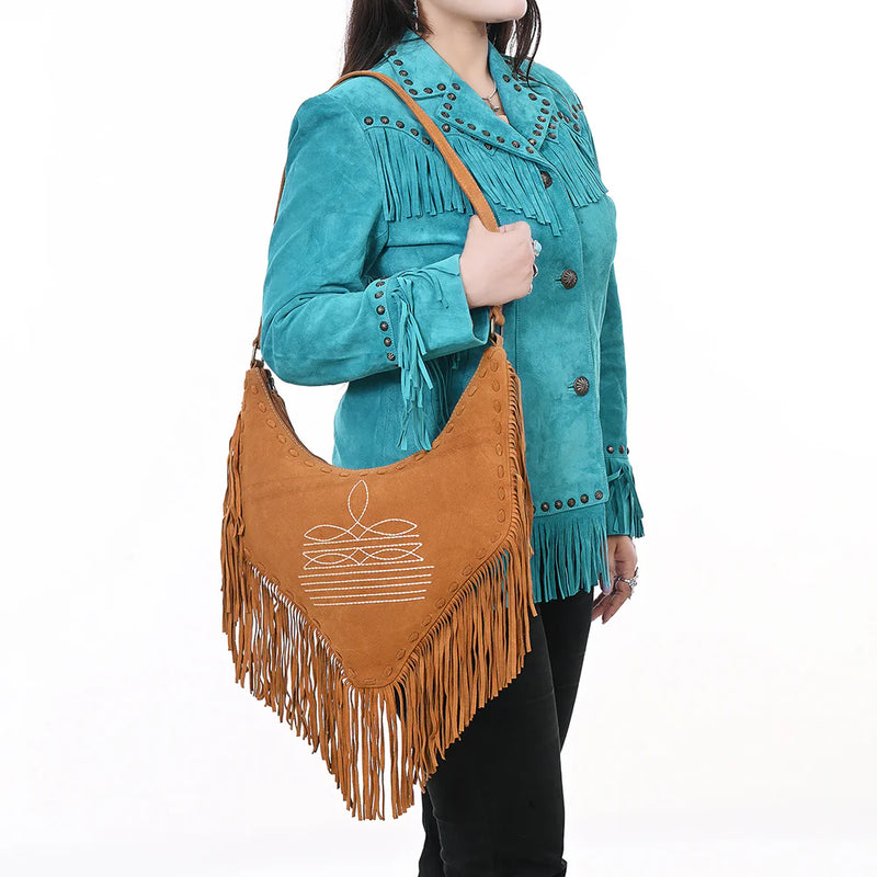 American Darling Genuine Western Suede Leather Hobo Bag ADBGA733