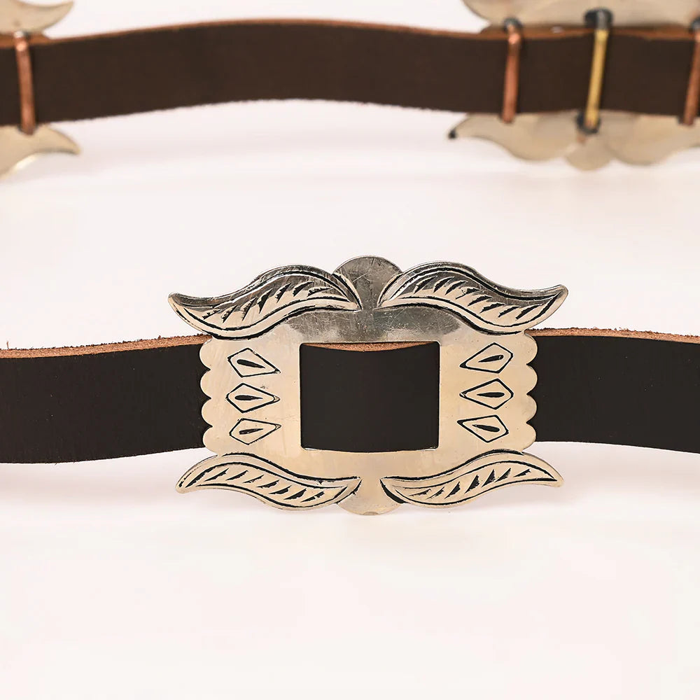 American Darling Belt ADBLA107-51 in antique genuine cowhide leather with engraved metal buckle.