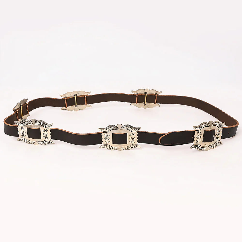 American Darling Belt ADBLA107-51 in antique genuine leather with engraved metal buckle.