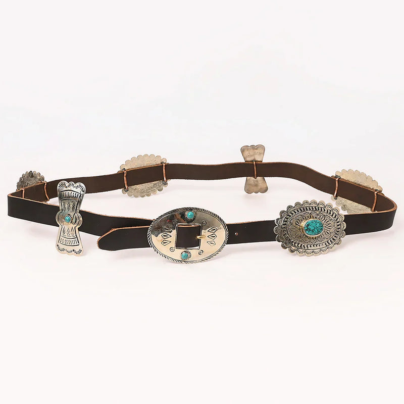 American Darling Belt ADBLA108-51 with German Silver Conchos and antique finish buckle.