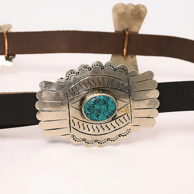 American Darling Belt ADBLA109-51 with German Silver Conchos and antique finish buckle.