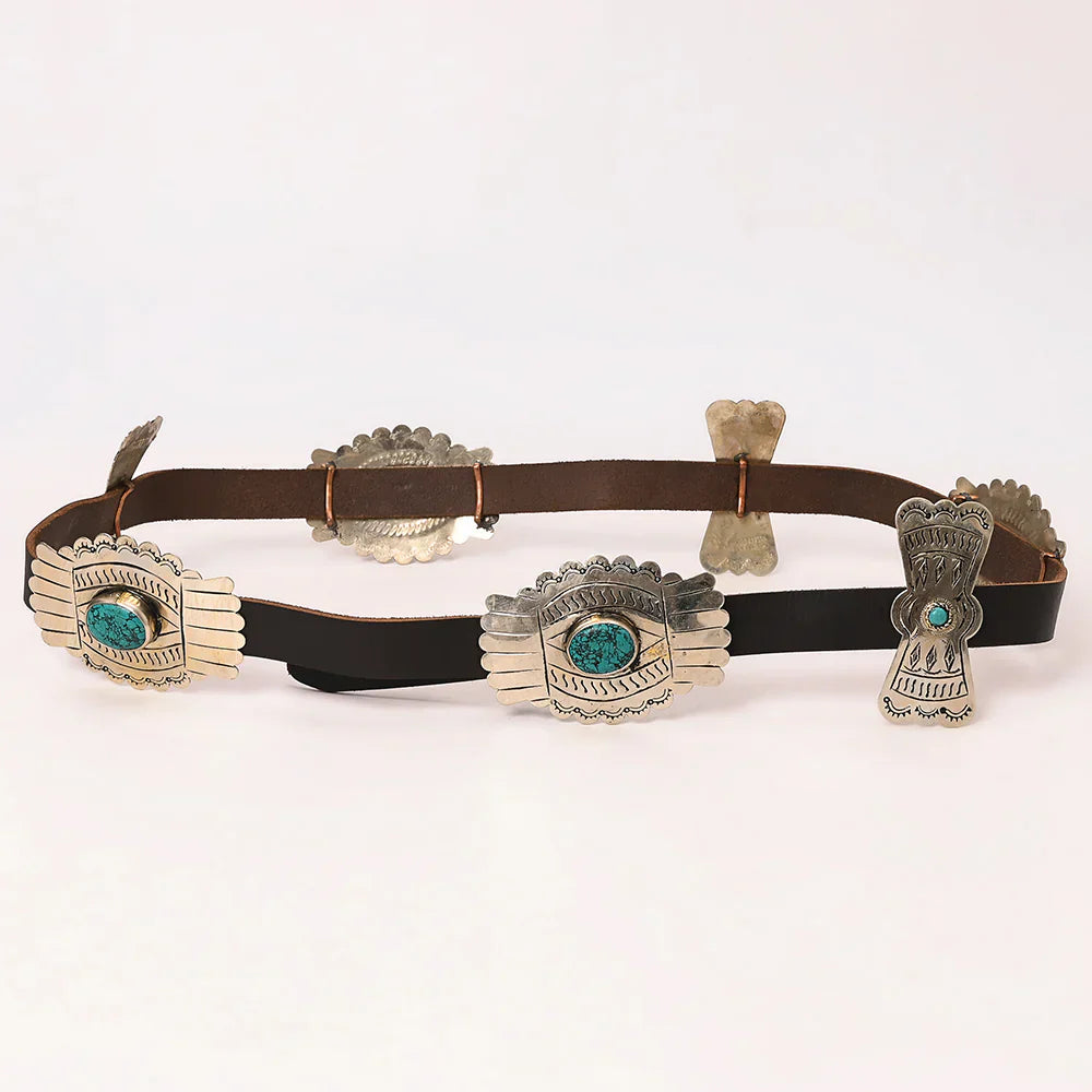 American Darling Belt ADBLA109-51 with German Silver Conchos and antique finish buckle.