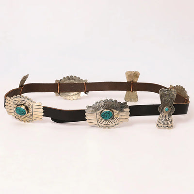 American Darling Belt ADBLA109-51 with German Silver Conchos and antique finish buckle.