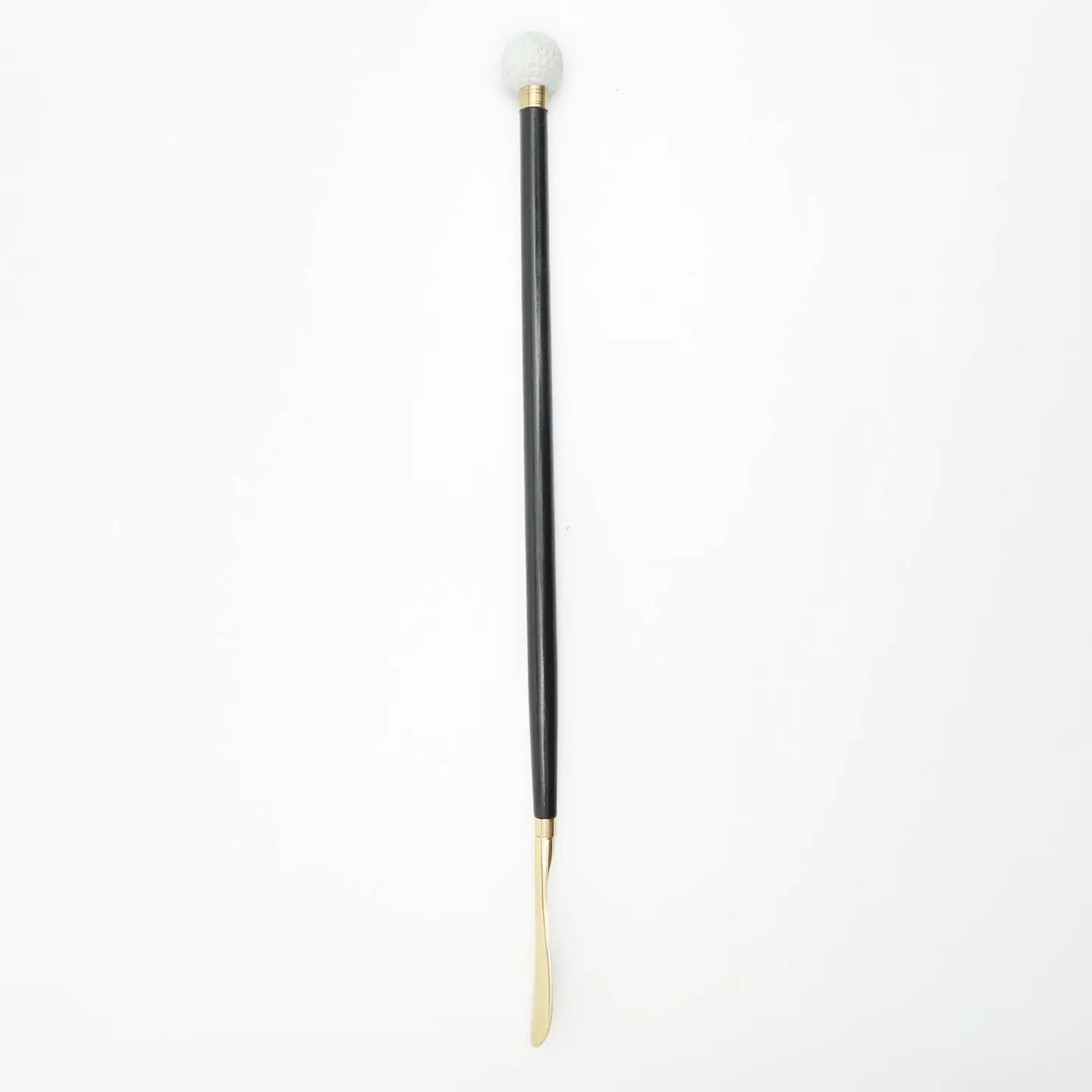 29-inch sleek black wooden shoehorn with gold metal handle and modern finish