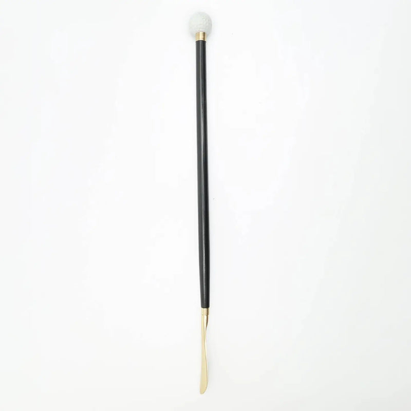 29-inch black wooden long shoehorn with metal handle and sleek finish for easy shoe wearing