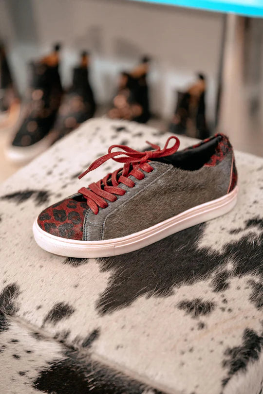 Boots Saul Burgundy Leopard Cowhair Tennis Shoes