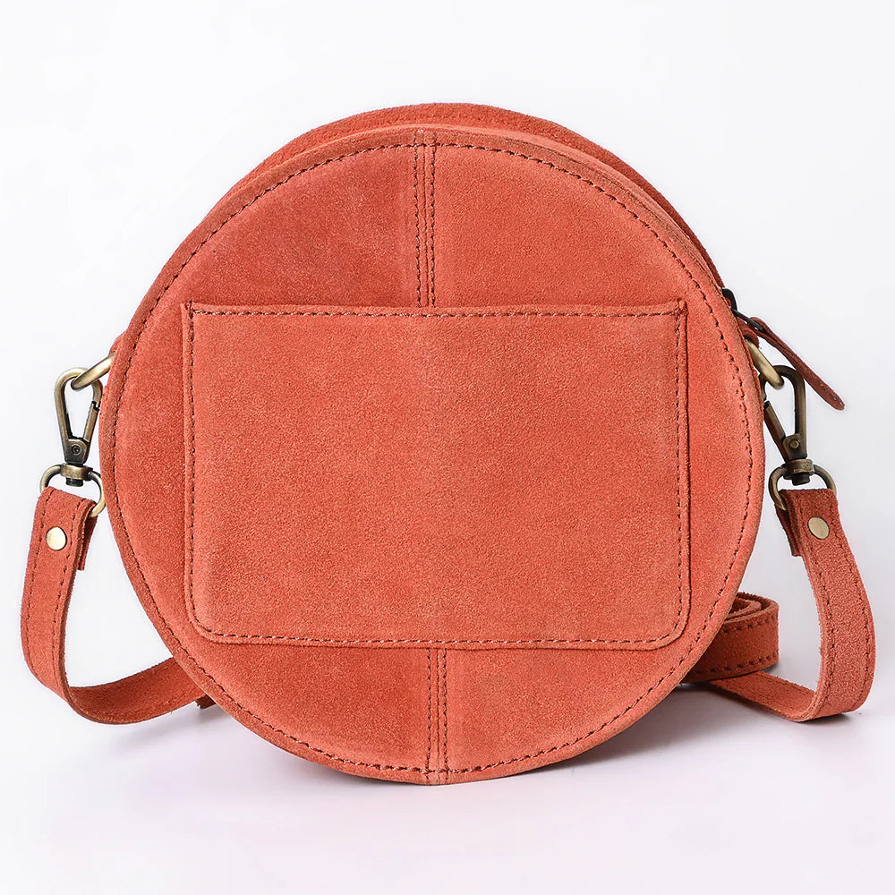 American Darling Canteen Bag ADBGA620E in genuine suede leather with adjustable strap and antique finish hardware.