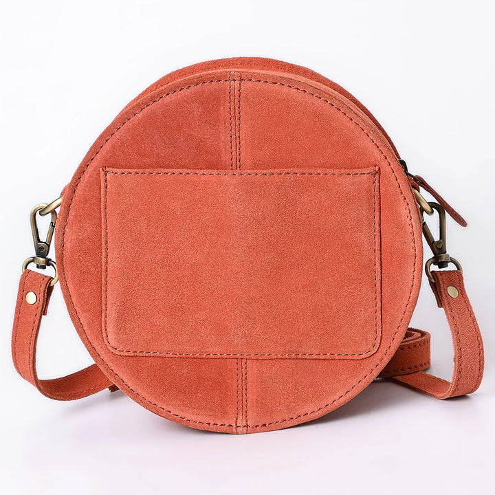 American Darling Canteen Bag ADBGA620E in genuine suede leather with adjustable strap and antique finish hardware.