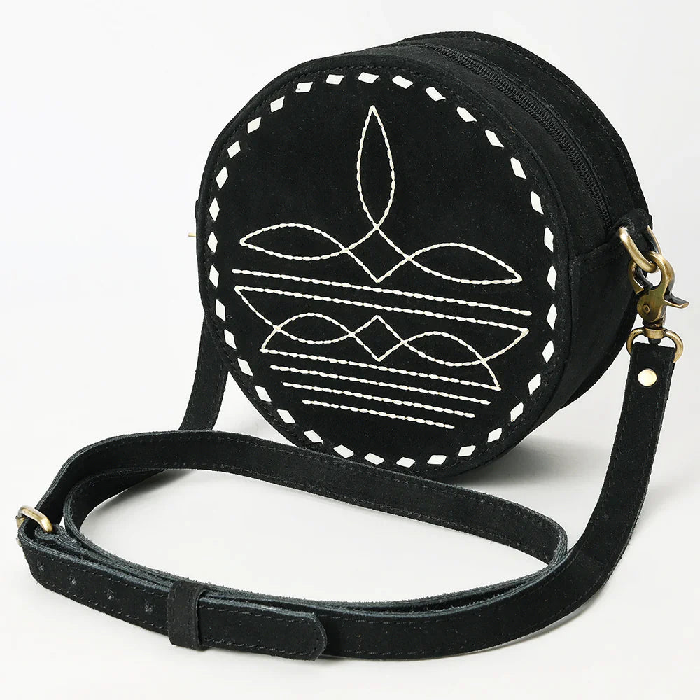 American Darling Canteen Bag ADBGA620C in genuine suede leather with adjustable strap and antique finish metal fittings.