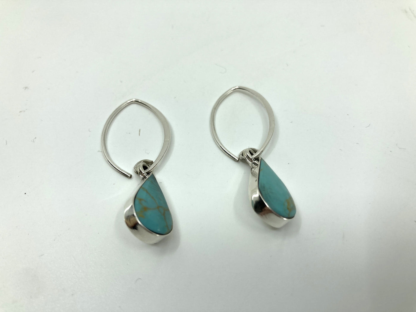 Handmade Sterling Silver and Turquoise Hook Earrings PSTPE55