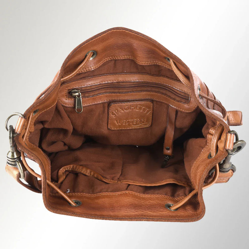 Spaghetti Western Tote Handbag SWC138BTAN, handmade leather from Brazil, Argentina, and Italy.