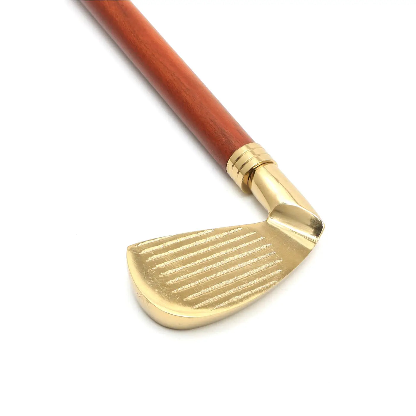 29-inch wooden shoehorn with metal handle in brown and gold finish for easy shoe wearing