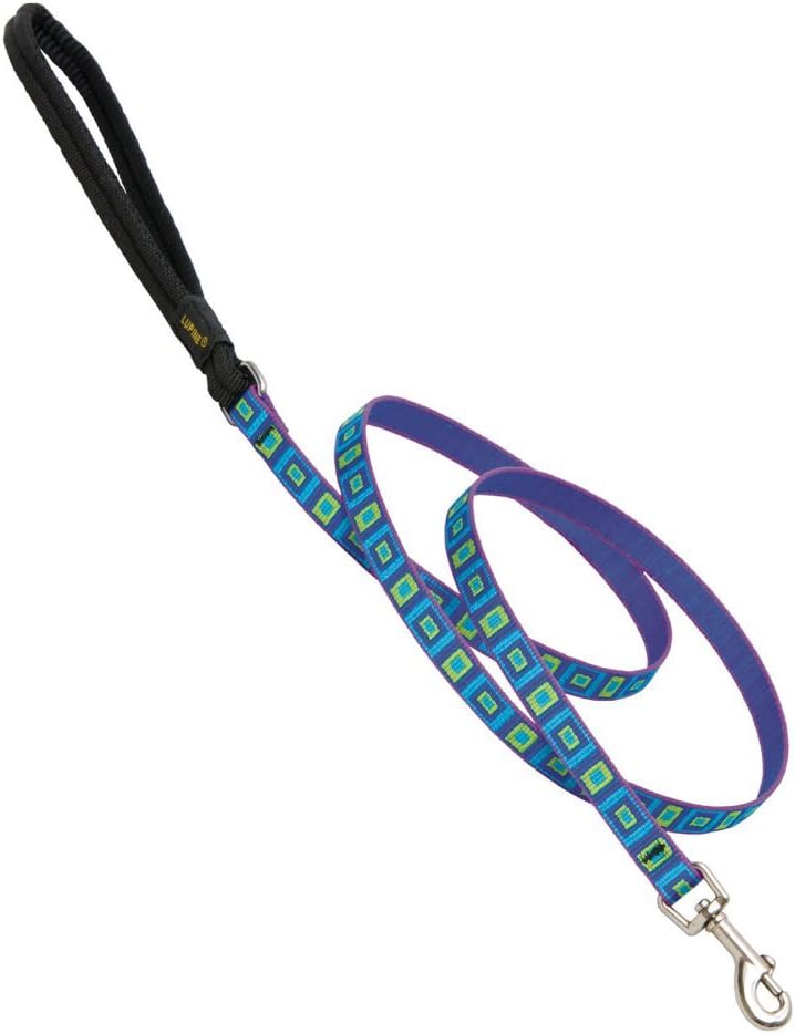Sea Glass 6ft Leash with aqua geometric pattern and padded handle for pet comfort and durability