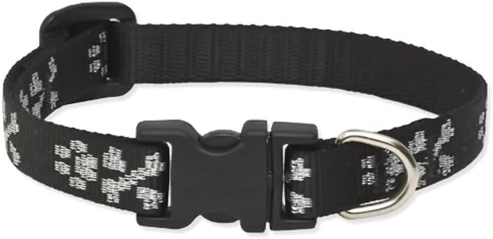 Adjustable 1/2in Bling Bonz black dog collar with skull and crossbones design, 10-16 inch length