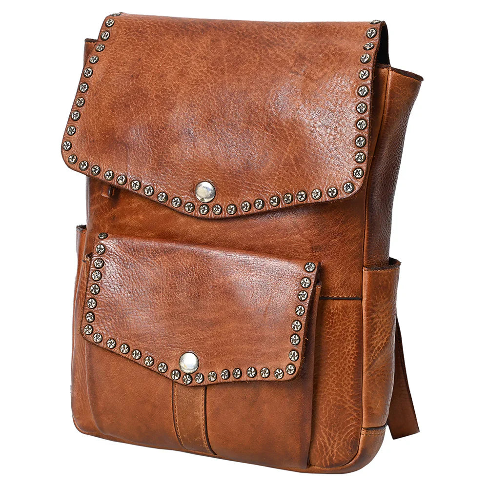 Spaghetti Western Tote Handbag SWC139CG in handcrafted brown leather with adjustable straps.