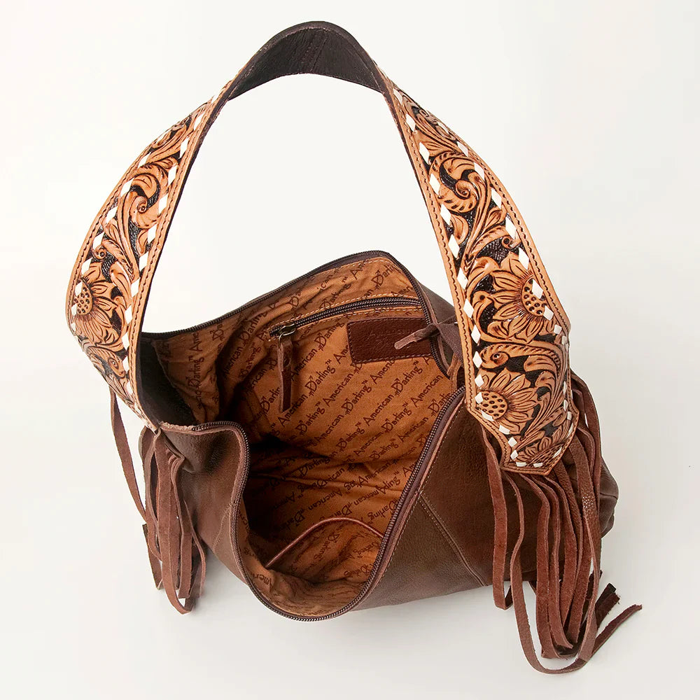 American Darling Hobo ADBGI112D genuine leather bag with fringes and adjustable strap.