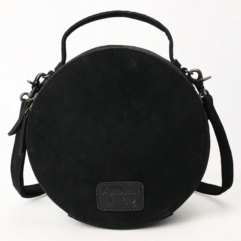 American Darling Canteen Bag ADBG1549D, genuine suede leather with adjustable strap, durable metal fittings, and YKK zipper, 10x10x5.5 inches.