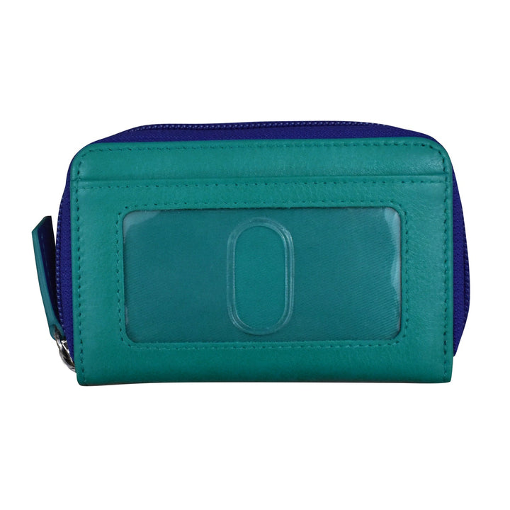 Two Tone Zip Around Pouch Blue