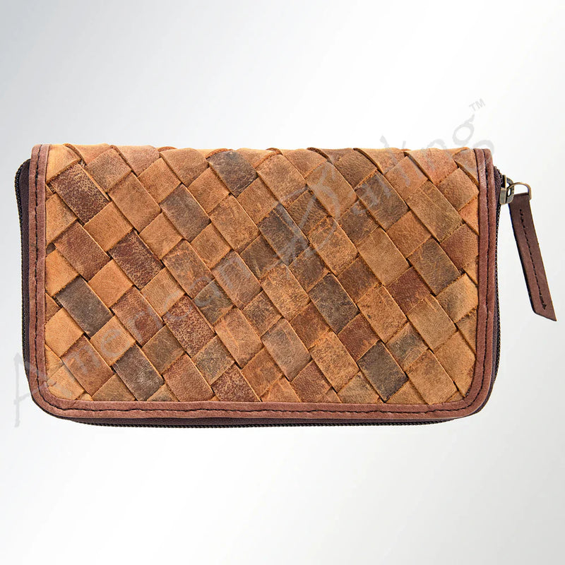 American Darling Wallet ADBGI121A, full grain leather, antique metal fittings, durable YKK zipper, 4.5x8 inches.