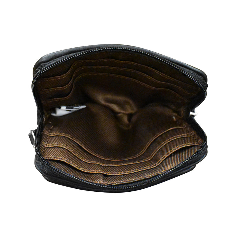 Interior view of Double Zip Change Purse with multiple credit card slots.