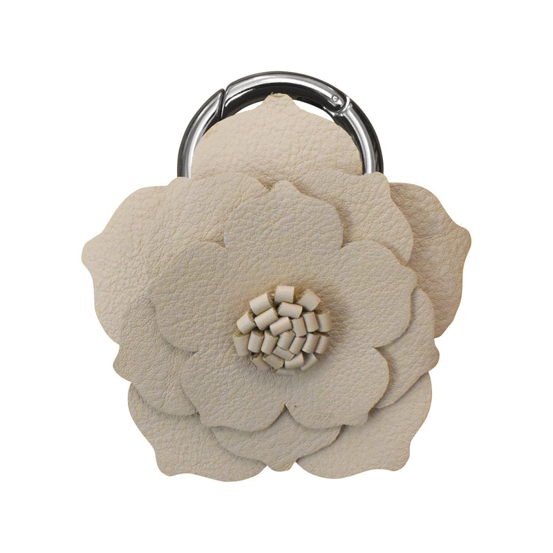 Leather flower charm accessory with delicate floral design and hinge ring