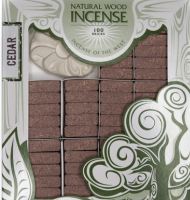 Natural Wood Incense Bricks with Cedar Fragrance and Holder (100 Pack)