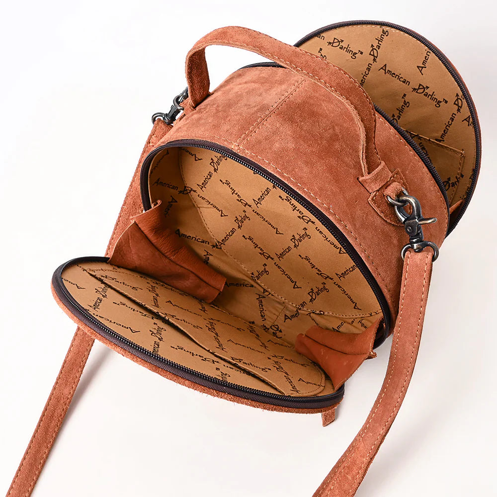 American Darling Canteen Bag ADBG1549A in genuine suede leather with adjustable strap.
