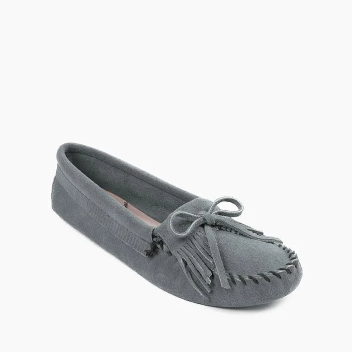 Pre Order Minnetonka KILTY SOFTSOLE suede moccasins with padded insole and soft sole for comfort and style.