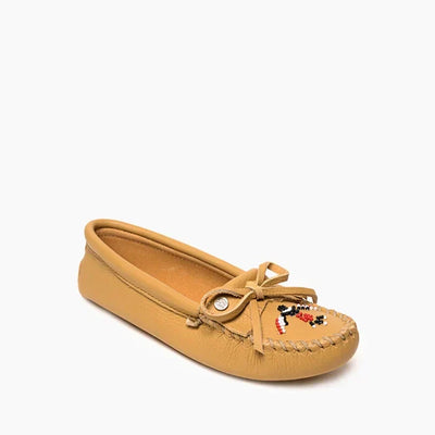 Minnetonka Thunderbird Softsole moccasin with iconic beading and cotton lace detailing.