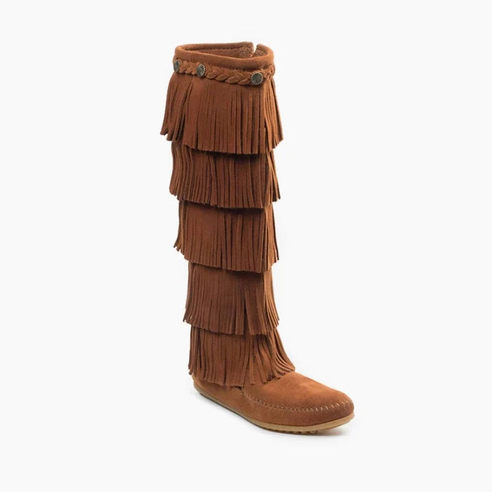 Minnetonka 5-layer fringe suede women&