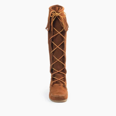 Brown FRONT LACE KNEE HIGH BOOT