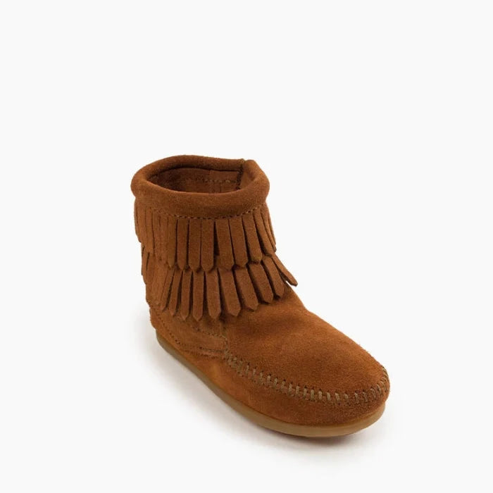 Brown DOUBLE FRINGE SIDE ZIP BOOT for Kids