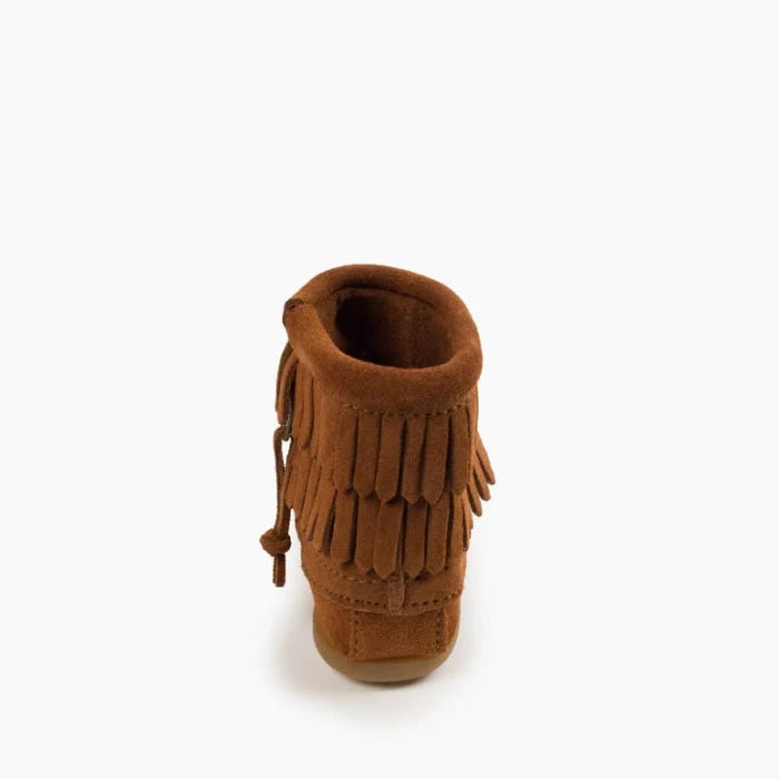 Brown DOUBLE FRINGE SIDE ZIP BOOT for Kids