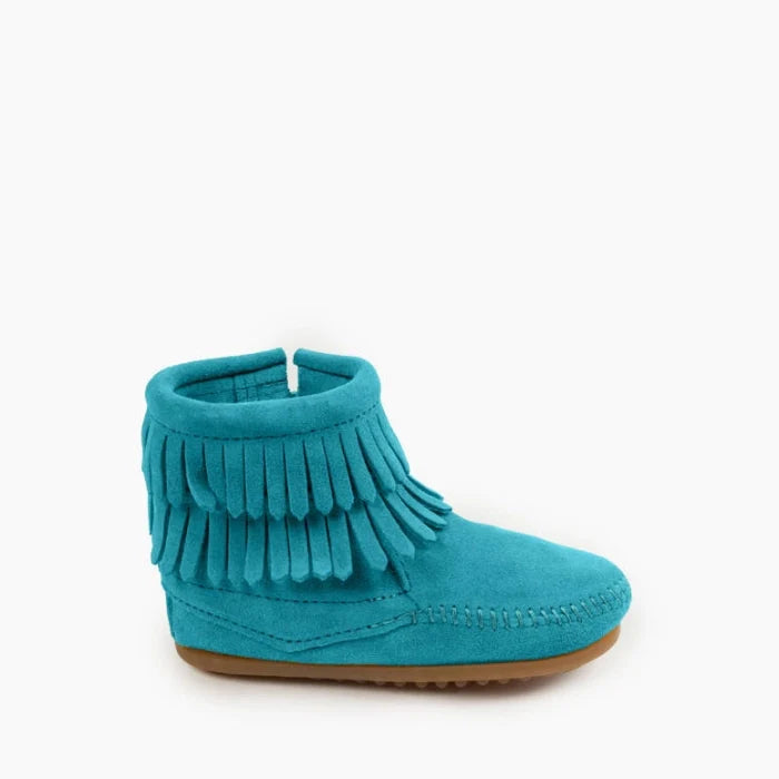 Turquoise DOUBLE FRINGE SIDE ZIP BOOT for Kids