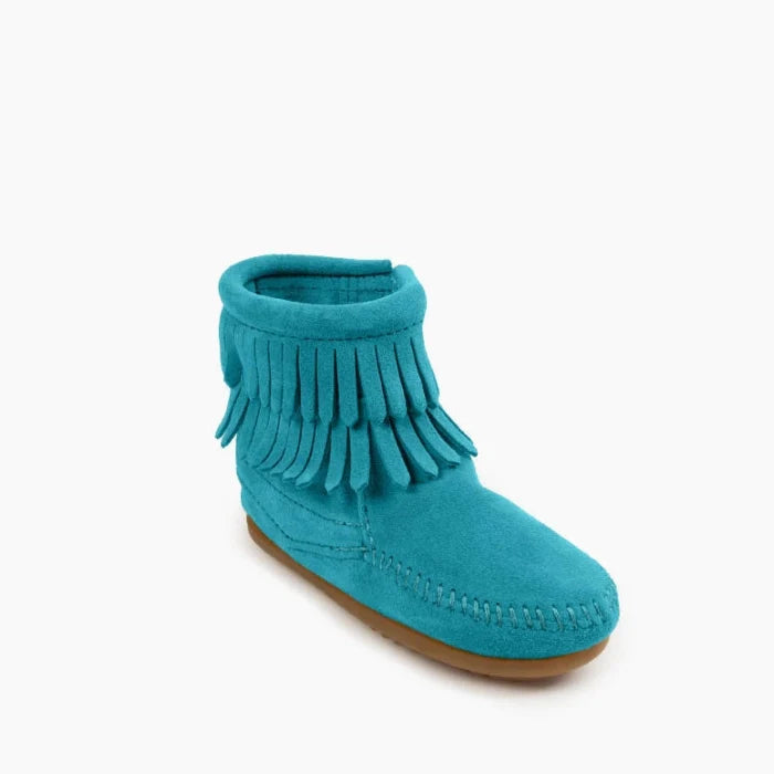 Turquoise DOUBLE FRINGE SIDE ZIP BOOT for Kids