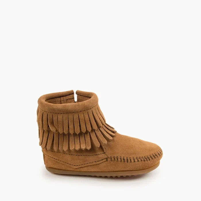 Brown DOUBLE FRINGE SIDE ZIP BOOT for Kids