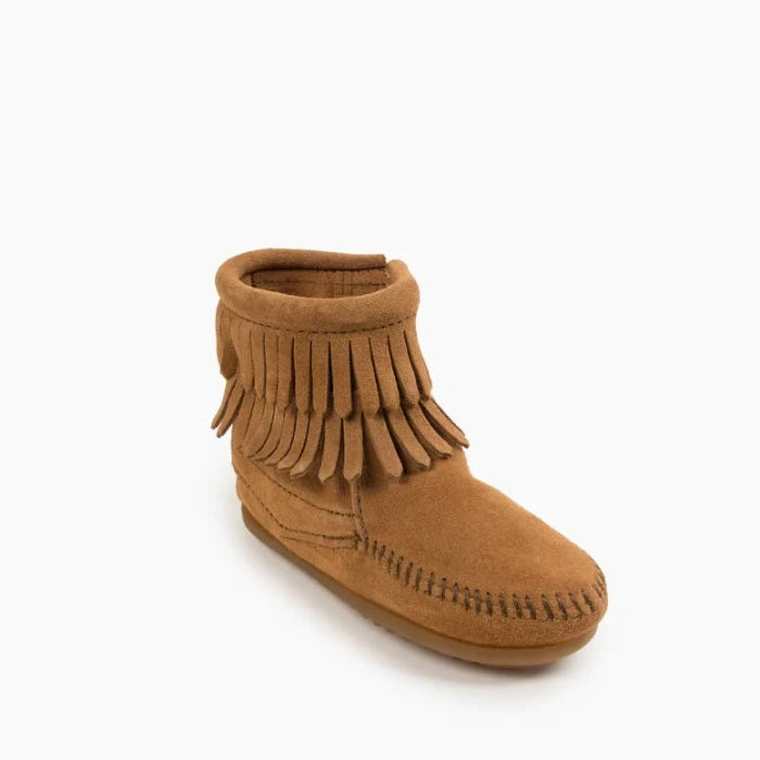 Brown DOUBLE FRINGE SIDE ZIP BOOT for Kids