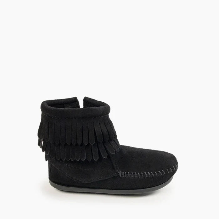 Black DOUBLE FRINGE SIDE ZIP BOOT for Kids