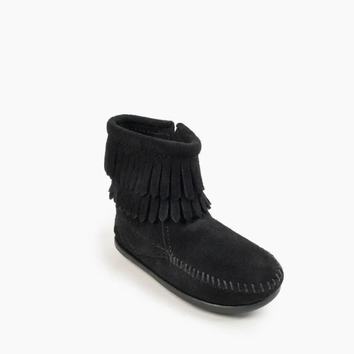 Black DOUBLE FRINGE SIDE ZIP BOOT for Kids
